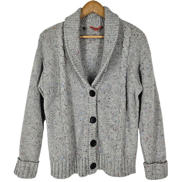 MODCLOTH WOMEN'S GREY CABLE KNIT SHAWL COLLAR CARDIGAN – SIZE MEDIUM - Picture 1 of 7